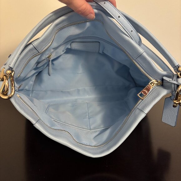 Coach Light Blue Pebbled Leather Large Scout Hobo - Picture 15 of 16